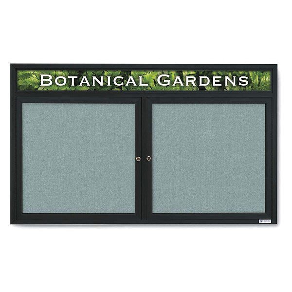 Corkboard, Headr, Fbrc, Blk/Cld, 2 Dr, 60x36, UNITED VISUAL PRODUCTS, Mfr# UV332-BLACK-CLOUD