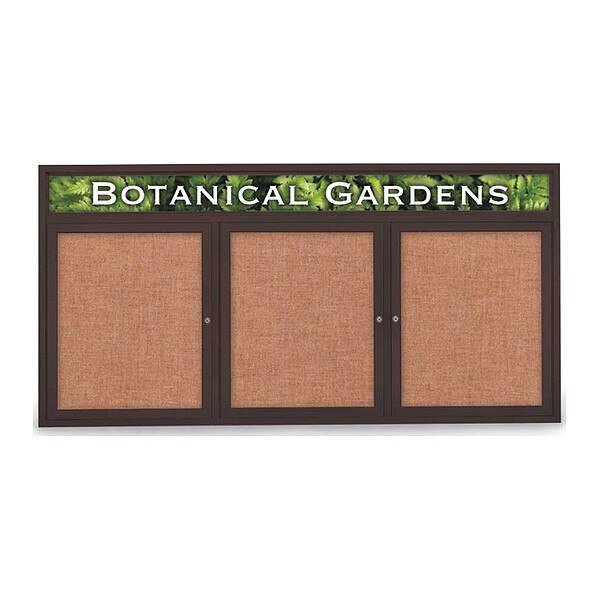 Corkboard, Hdr, Fbrc, Brnz/Cnna, 3 Dr, 72x36, UNITED VISUAL PRODUCTS, Mfr# UV333-BRONZE-CINNABA
