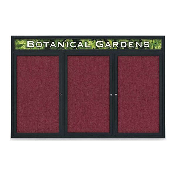 Corkboard, Hdr, Fbrc, Blk/Burg, 3 Dr, 72x48, UNITED VISUAL PRODUCTS, Mfr# UV334-BLACK-DBURGU