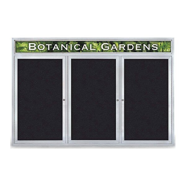 Corkboard, Header, Rubber, 3 Door, 72 x 48, UNITED VISUAL PRODUCTS, Mfr# UV334-SATIN-RUBBER