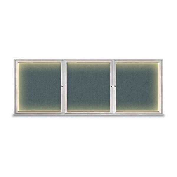 Crkboard, Lght, Fbrc, 3 Dr, Satin/Blu, 96x36, UNITED VISUAL PRODUCTS, Mfr# UV306ILED5-SATIN-BLSPRU