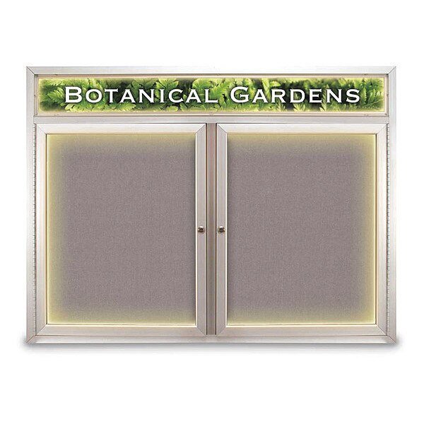 Crkbrd, Hdr, Lght, Fbrc, 2 Dr, Stn/Srf, 48x36, UNITED VISUAL PRODUCTS, Mfr# UV351ILED-SATIN-SURF