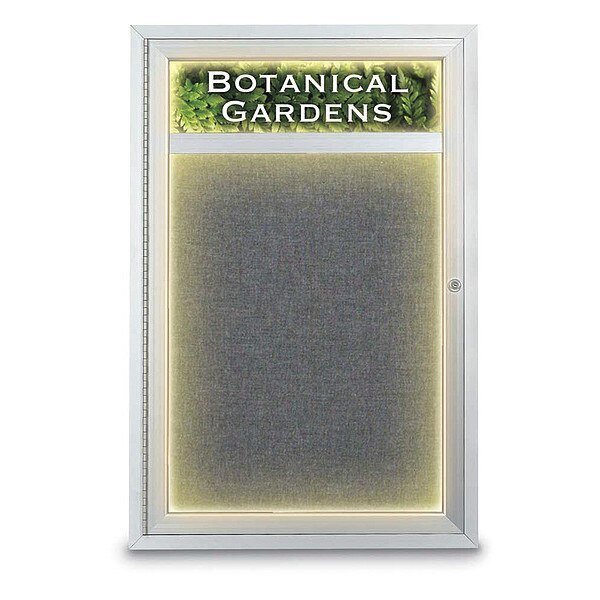 Corkboard, Lght, Hdr, Fbrc, Wht/Gry, 1, 24x36, UNITED VISUAL PRODUCTS, Mfr# UV350ILED-WHITE-MEDGRY