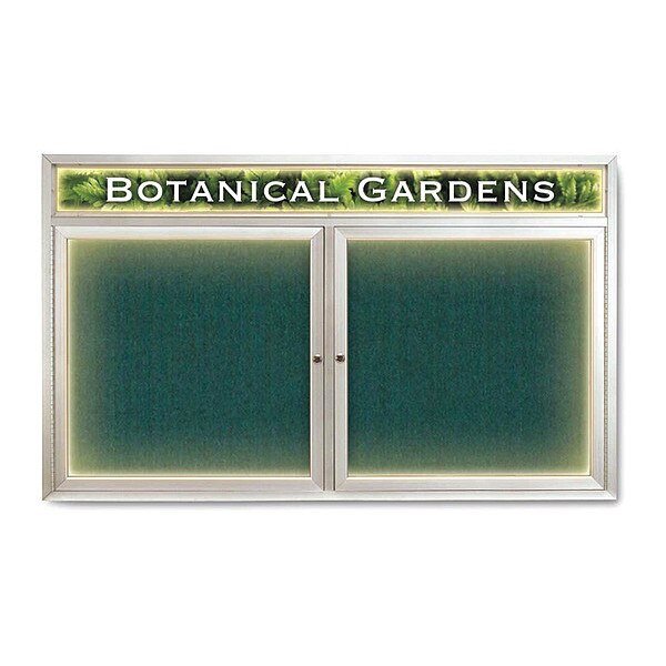 Crkbrd, Hdr, Lght, Fbc, 2 Dr, Stn/Sprc, 60x36, UNITED VISUAL PRODUCTS, Mfr# UV352ILED-SATIN-DRKSPR