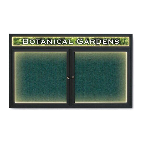 Crkboard, Hdr, Lght, Fbrc, Blk/Sprc, 2, 60x36, UNITED VISUAL PRODUCTS, Mfr# UV352ILED-BLACK-DRKSPR