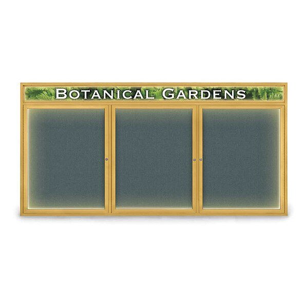 Corkboard, Fbrc, Hdr, Gold/Blu, 3 Dr, 96x48, UNITED VISUAL PRODUCTS, Mfr# UV355ILED-GOLD-BLSPRU