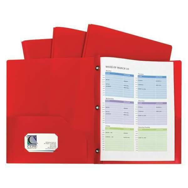 Two Pocket File Folder, Prong, Red, Pk10, C-LINE, Mfr# 32964