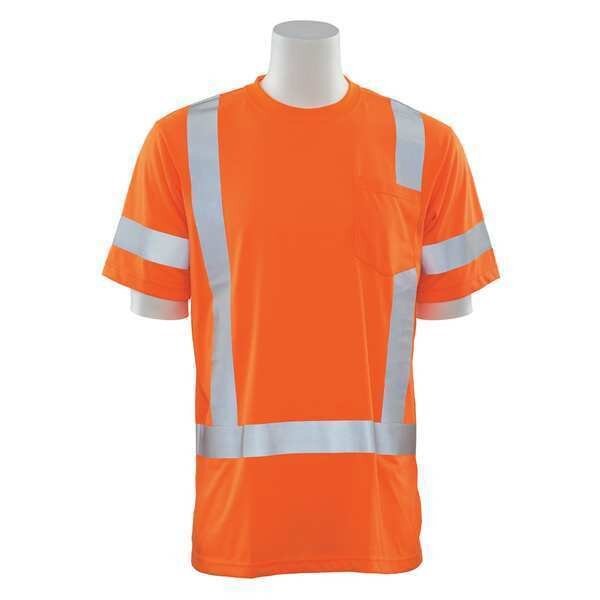 T-Shirt, Class 3, Hi-Viz, Orange, 2XL, ERB SAFETY, Mfr# 61273