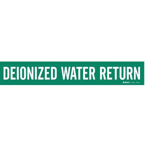 Pipe Marker, Deionized Water Return, Green, 7074-1, BRADY, Mfr# 7074-1