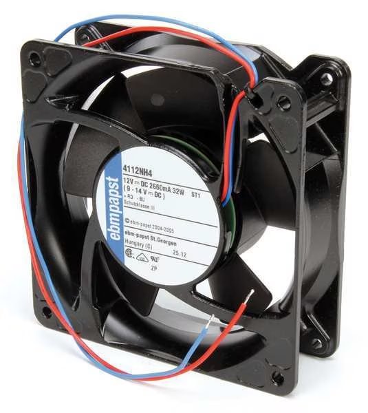 Axial Fan, Square, 12V DC, 209 cfm, 4 11/16 in W., Ebm-Papst, Mfr#: 4112NH4