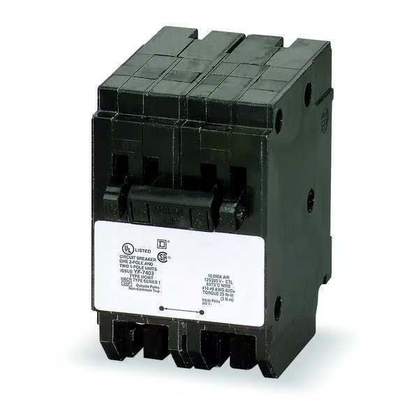 Miniature Circuit Breaker, 20/30 A, 120/240V AC, 2 Pole, Plug In Mounting Style, HOM Series, SQUARE D, Mfr# HOMT2020230
