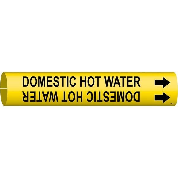 Pipe Mrkr, Domestic Hot Water, 3/4 to1-3/8, 4051-A, Brady, Mfr#: 4051-A