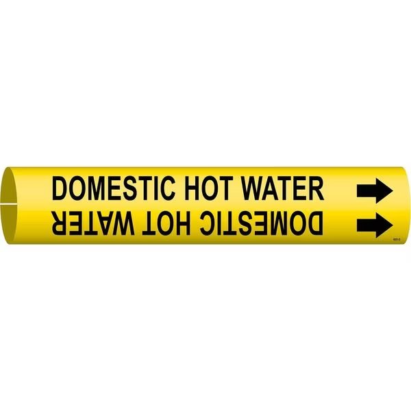 Pipe Marker, Domestic Hot Water, Y, 4to6 In, BRADY, Mfr# 4051-D