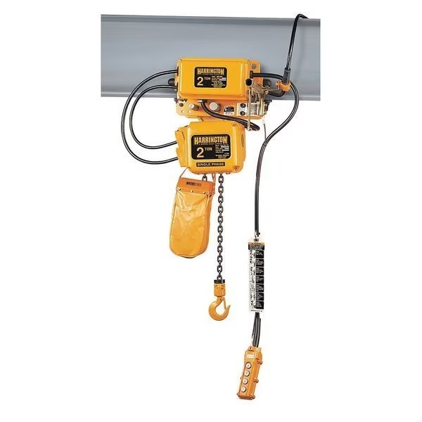 Electric Chain Hoist, 4,000 lb, 20 ft, Motorized Trolley, 115/230V, Yellow, Harrington, Mfr#: SNERM020L-L-20