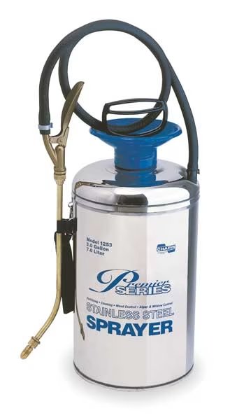 2 gal Handheld Sprayer, Stainless Steel, 42 in L Hose, Cone Nozzle Spray Pattern, Manual, Chapin, Mfr#: 1253