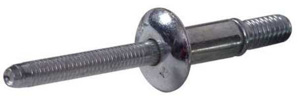 Blind Rivet, Dome Head, 1/4 in Dia., 13/16 in L, Steel Body, 25 PK, HUCKLOK, Mfr# HKLP-R8-10-PKT