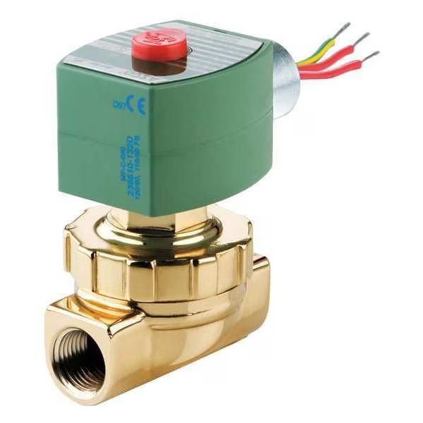 24V AC Brass Steam and Hot Water Solenoid Valve, Normally Closed, 3/4 in Pipe Size, Redhat, Mfr#: 8220G409