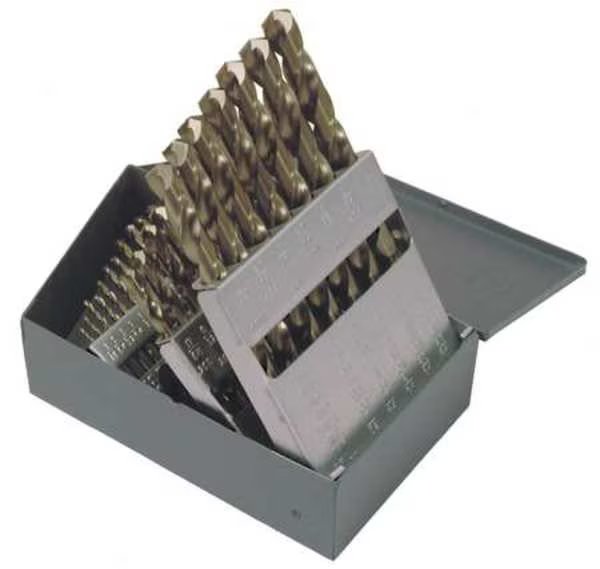 29PC 135° Heavy-Duty Cobalt Jobber Length Drill Set Chicago-Latrobe 550ASP Straw HSS-CO 8% 1/16-1/2, CHICAGO-LATROBE, Mfr# 47796