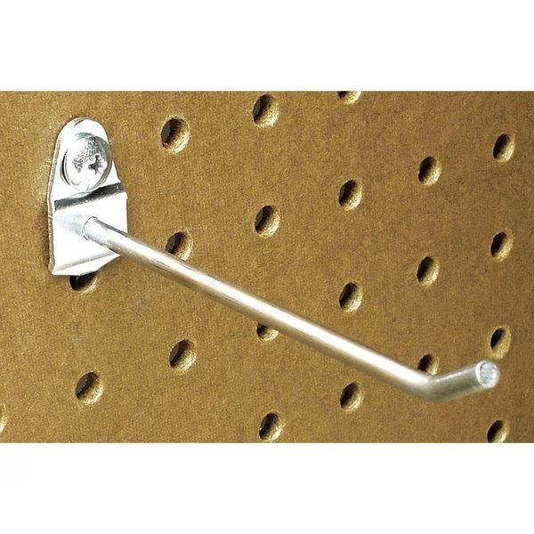 4 In. Single Rod 30 Degree Bend Steel Pegboard Hook for 1/8 In. and 1/4 In. Pegboard 10 Pack, TRITON PRODUCTS, Mfr# 71413