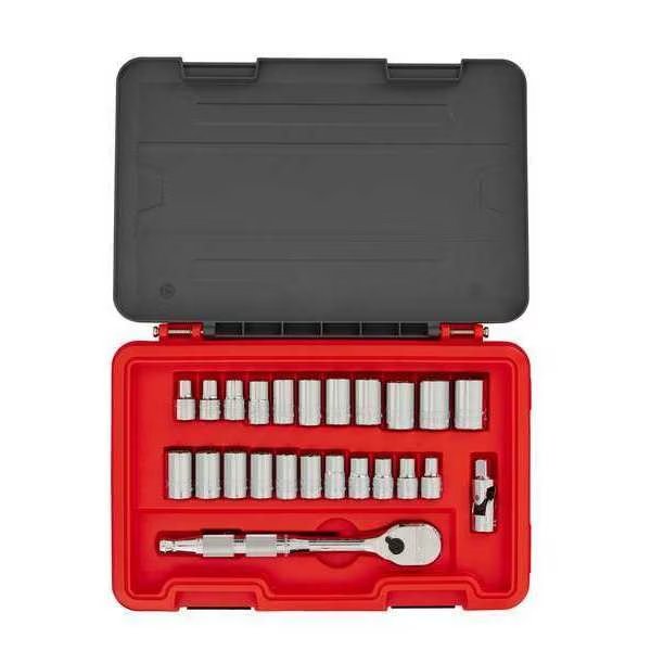 1/2 in Drive Socket Set Metric, SAE 25 Pieces 9 mm to 23 mm , Chrome, Proto, Mfr#: J54325AS