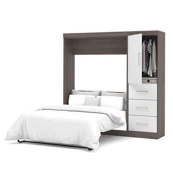 Full Wall Bed, Bark Gray/White, 84