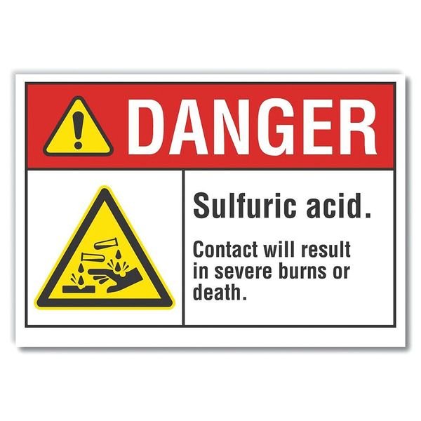 Sulfuric Acid Danger Label, 3 1/2 in Height, 5 in Width, Polyester, Horizontal Rectangle, English, LYLE, Mfr# LCU4-0004-ND_5X3.5