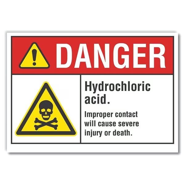 Hydrochloric Acid Danger Label, 3 1/2 in H, 5 in W, Polyester, Horizontal, LCU4-0034-ND_5X3.5, Lyle, Mfr#: LCU4-0034-ND_5X3.5