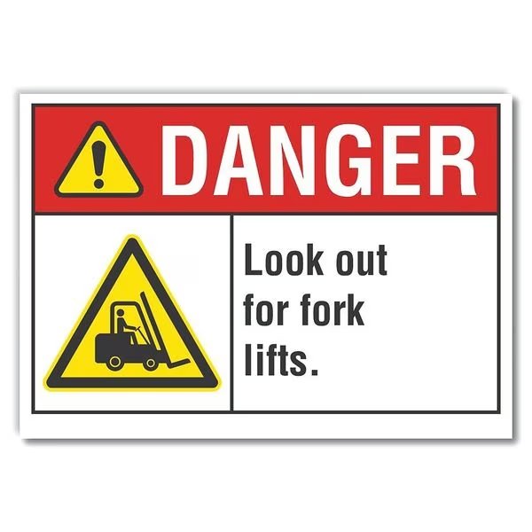 Lift Truck Traffic Danger Reflective Label, 7 in H, 10 in W, LCU4-0041-RD_10X7, LYLE, Mfr# LCU4-0041-RD_10X7