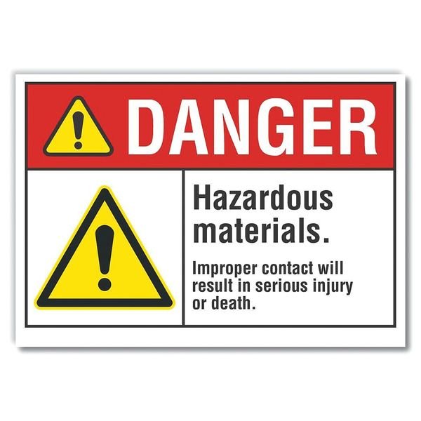 Danger Sign, 10 in H, 14 in W, Non-PVC Polymer, Horizontal Rectangle, English, LCU4-0063-ED_14x10, Lyle, Mfr#: LCU4-0063-ED_14x10