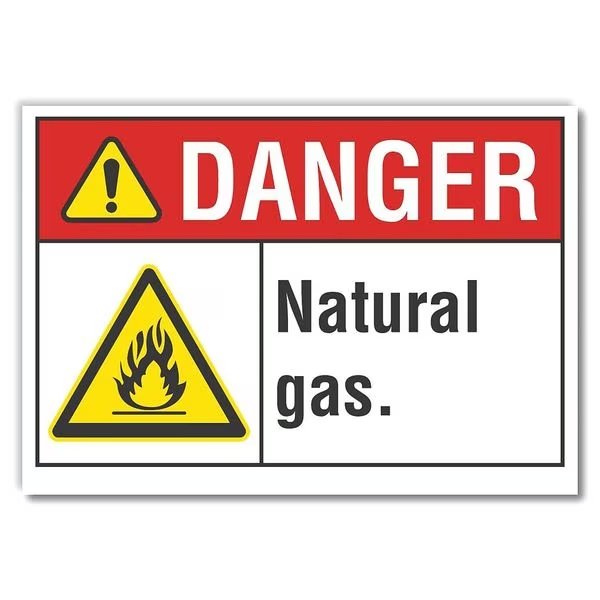 Natural Gas Danger Reflective Label, 3 1/2 in H, 5 in W, English, LCU4-0019-RD_5X3.5, LYLE, Mfr# LCU4-0019-RD_5X3.5