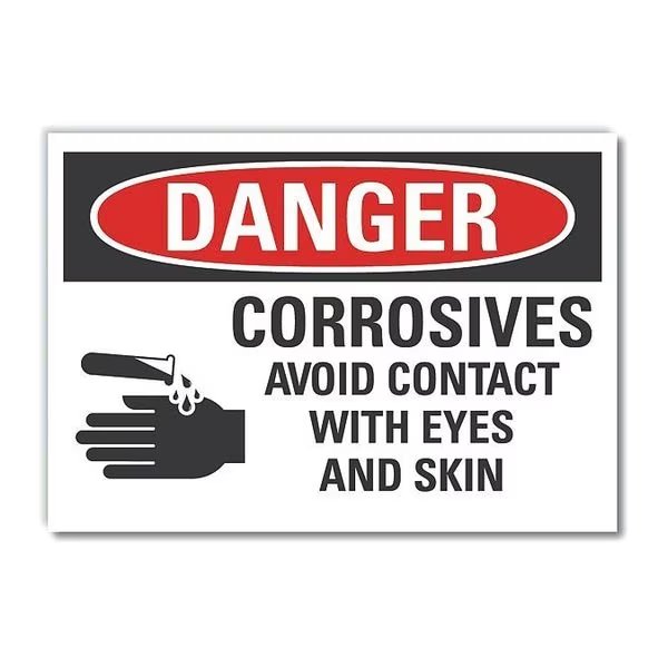 Corrosive Materials Danger Reflective Label, 7 in H, 10 in W, English, LCU4-0218-RD_10X7, Lyle, Mfr#: LCU4-0218-RD_10X7
