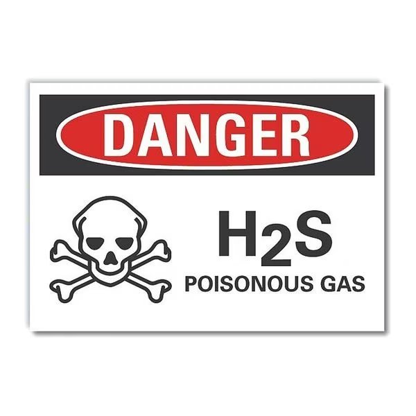 H(2)S Poisonous Gas Danger Label, 3 1/2 in H, 5 in W, Polyester, Horizontal, LCU4-0220-ND_5X3.5, LYLE, Mfr# LCU4-0220-ND_5X3.5