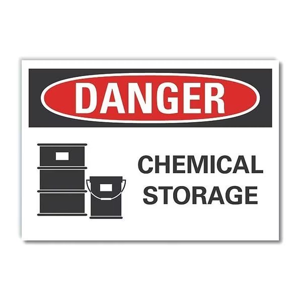 Chemicals Danger Reflective Label, 7 in H, 10 in W, English, LCU4-0212-RD_10X7, LYLE, Mfr# LCU4-0212-RD_10X7