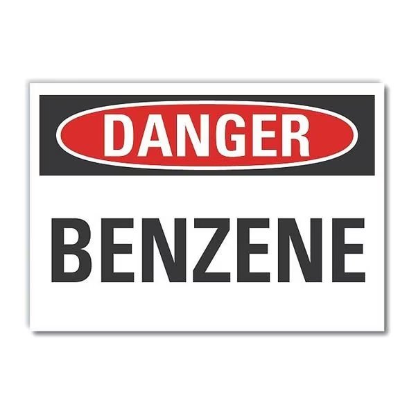 Benzene Danger Reflective Label, 5 in H, 7 in W, Horizontal Rectangle, LCU4-0308-RD_7X5, LYLE, Mfr# LCU4-0308-RD_7X5