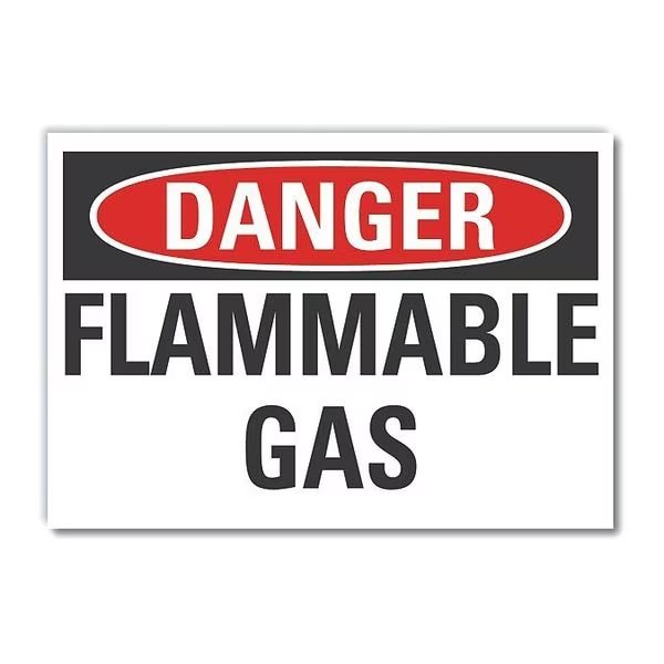 Flammable Gas Danger Reflective Label, 7 in Height, 10 in Width, Reflective Sheeting, English, LYLE, Mfr# LCU4-0357-RD_10X7