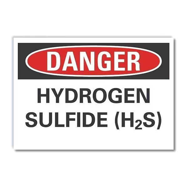 Hydrogen Sulfide (H2S) Danger Reflective Label, 10 in Height, 14 in Width, Reflective Sheeting, LYLE, Mfr# LCU4-0474-RD_14X10