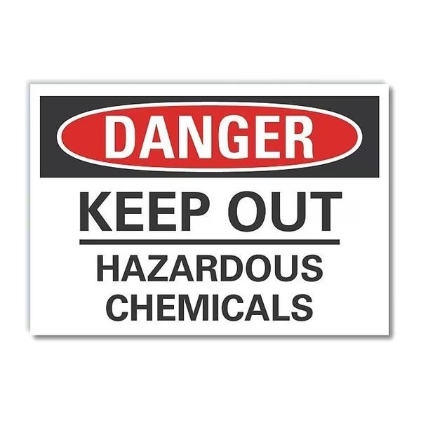 Hazardous Chemicals Danger Reflective Label, 7 in H, 10 in W, English, LCU4-0500-RD_10X7, LYLE, Mfr# LCU4-0500-RD_10X7