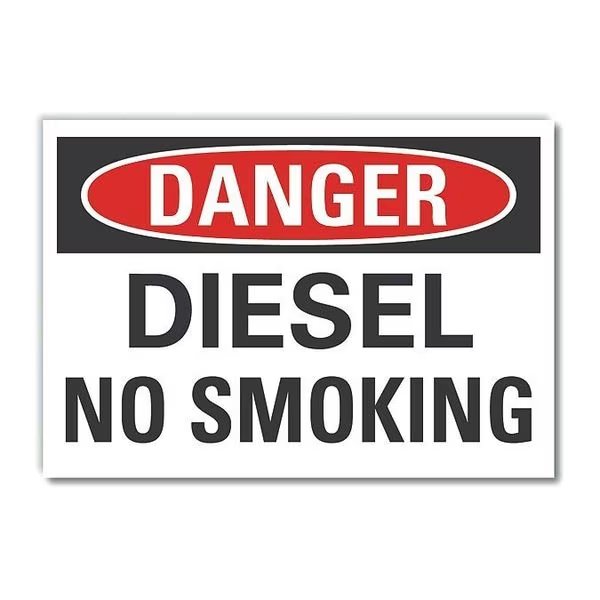 Diesel Danger Label, 5 in H, 7 in W, Reflective Sheeting, Horizontal Rectangle, LCU4-0392-RD_7X5, LYLE, Mfr# LCU4-0392-RD_7X5