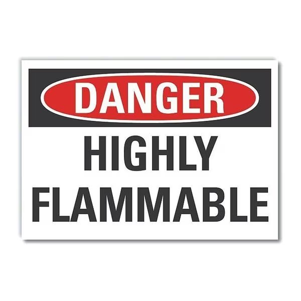 Flammable Material Danger Label, 5 in H, 7 in W, Polyester, Horizontal Rectangle, LCU4-0388-ND_7X5, LYLE, Mfr# LCU4-0388-ND_7X5