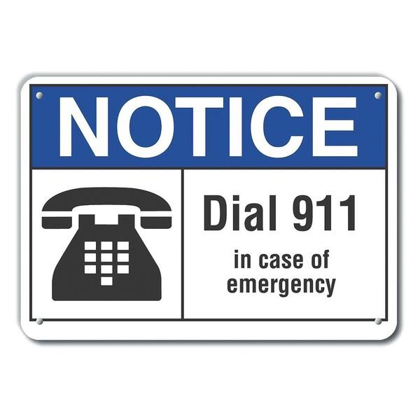 Dial 911 Notice, Plastic, 10