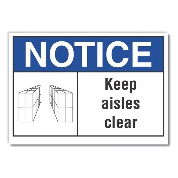 Keep Aisles Clear Notice, Decal, 14