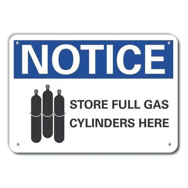 Aluminum Cylinder Handling Notice Sign, 7 in H, 10 in W, Vertical Rectangle, LCU5-0059-NA_10X7, LYLE, Mfr# LCU5-0059-NA_10X7