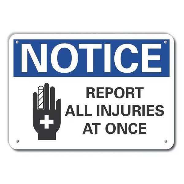 Aluminum Accident Reporting Notice Sign, 7 in H, 10 in W, Vertical Rectangle, LCU5-0057-NA_10X7, LYLE, Mfr# LCU5-0057-NA_10X7