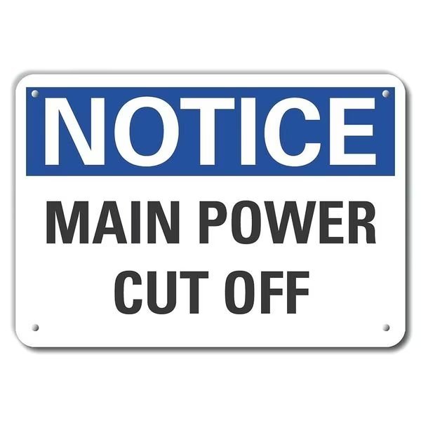 Plastic Power Cut Off Notice Sign, 7 in Height, 10 in Width, Plastic, Vertical Rectangle, English, LYLE, Mfr# LCU5-0106-NP_10X7