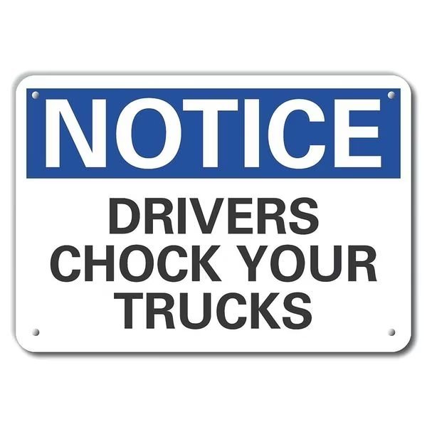 Reflective Chock Wheels Notice Sign, 7 in H, 10 in W, Vertical Rectangle, LCU5-0126-RA_10X7, LYLE, Mfr# LCU5-0126-RA_10X7