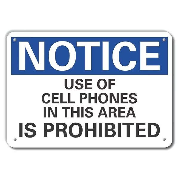 Use of Cellphone Notice, Plastic, 10