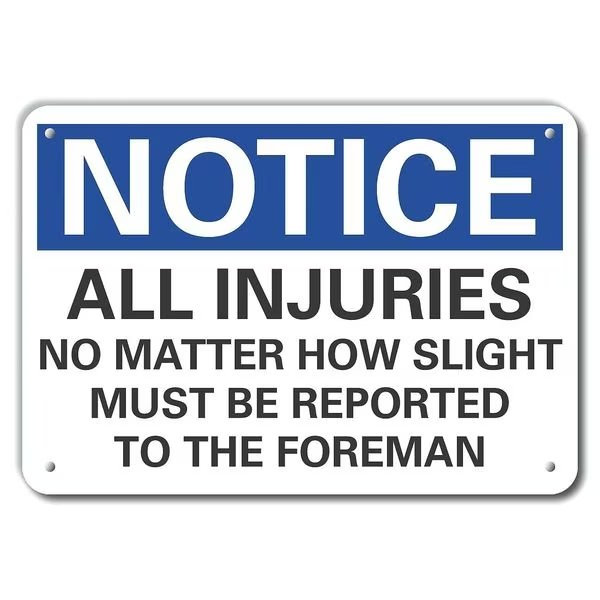 Aluminum Accident Reporting Notice Sign, 7 in H, 10 in W, Vertical Rectangle, LCU5-0307-NA_10X7, LYLE, Mfr# LCU5-0307-NA_10X7
