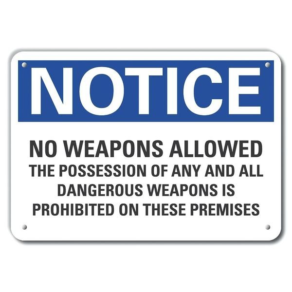 No Weapons Notice, Plastic, 10
