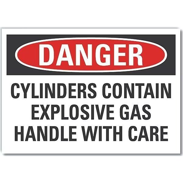 Cylinder Handling Danger Label, 3 1/2 in H, 5 in W, Polyester, Horizontal, LCU4-0631-ND_5X3.5, Lyle, Mfr#: LCU4-0631-ND_5X3.5