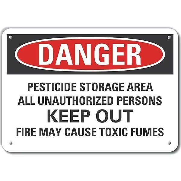 Aluminum Pesticide Danger Sign, 10 in H, 14 in W, Horizontal Rectangle, English, LCU4-0702-NA_14X10, LYLE, Mfr# LCU4-0702-NA_14X10